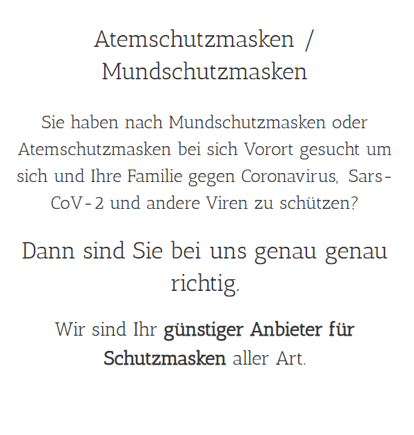 Mundschutz & Atemschutzmasken Mühleberg: Coronaviren Schutz, Praxisbedarf