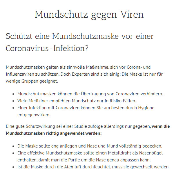 Coronavirus Infektion Mundschutz für  Hamburg